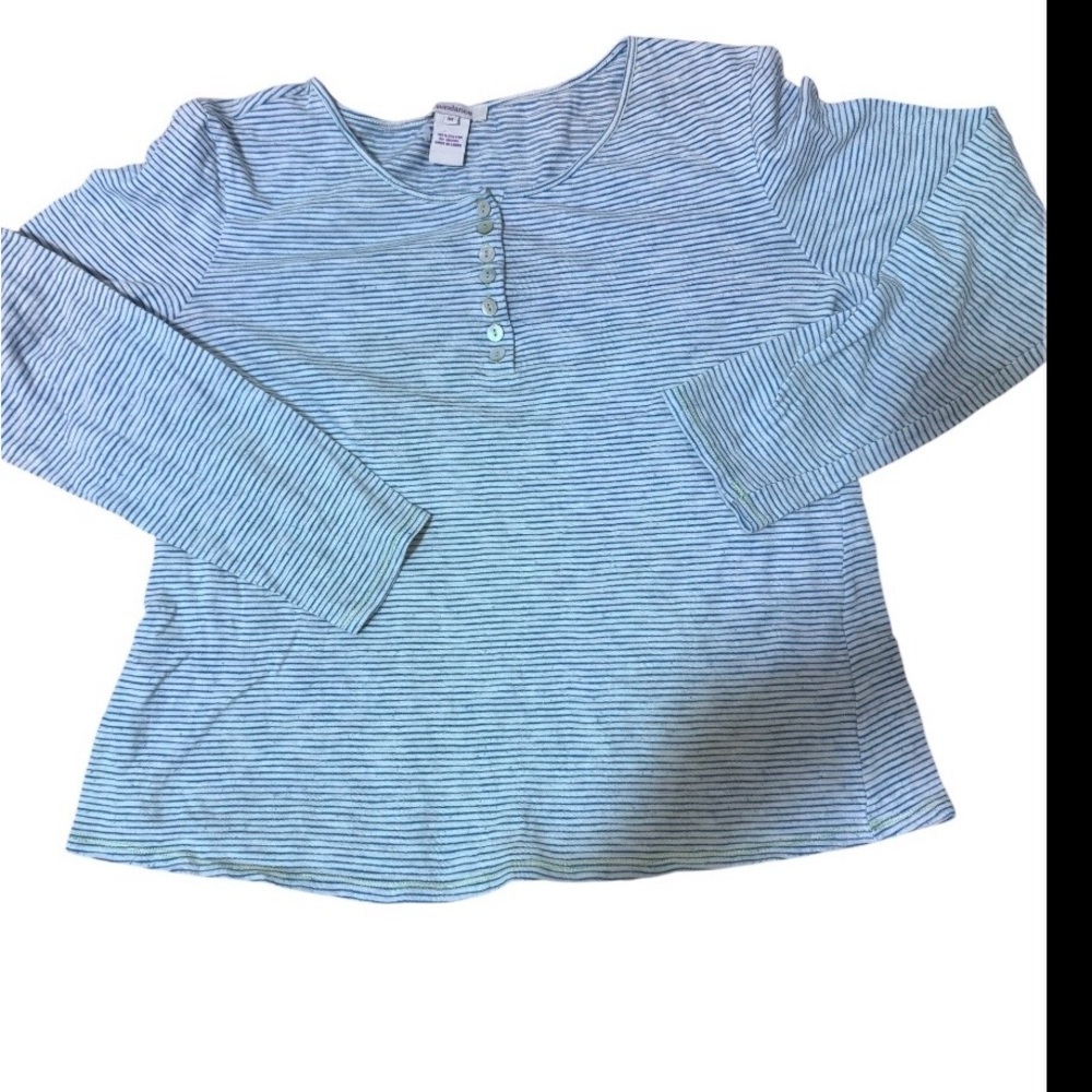 Sundance Light Blue Striped Henley Top - Picture 2 of 7